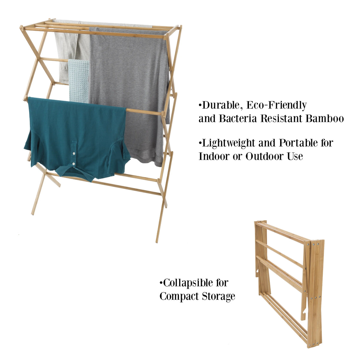 Collapsible Bamboo Clothes Drying Rack H482879