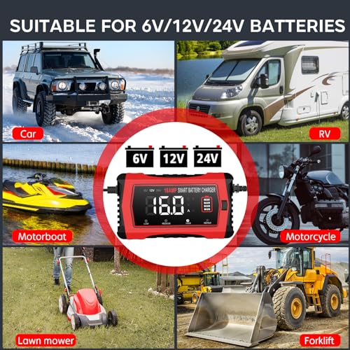 16 Amp 6V 12V 24V Battery Charger V2793