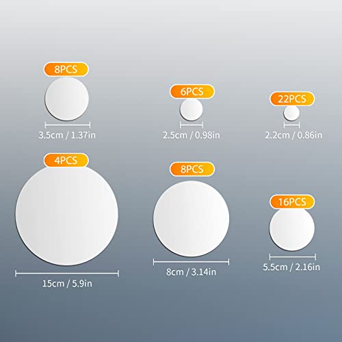 64 Pcs Acrylic Mirror Wall Stickers Frameless Circle Sticky Mirrors Q512