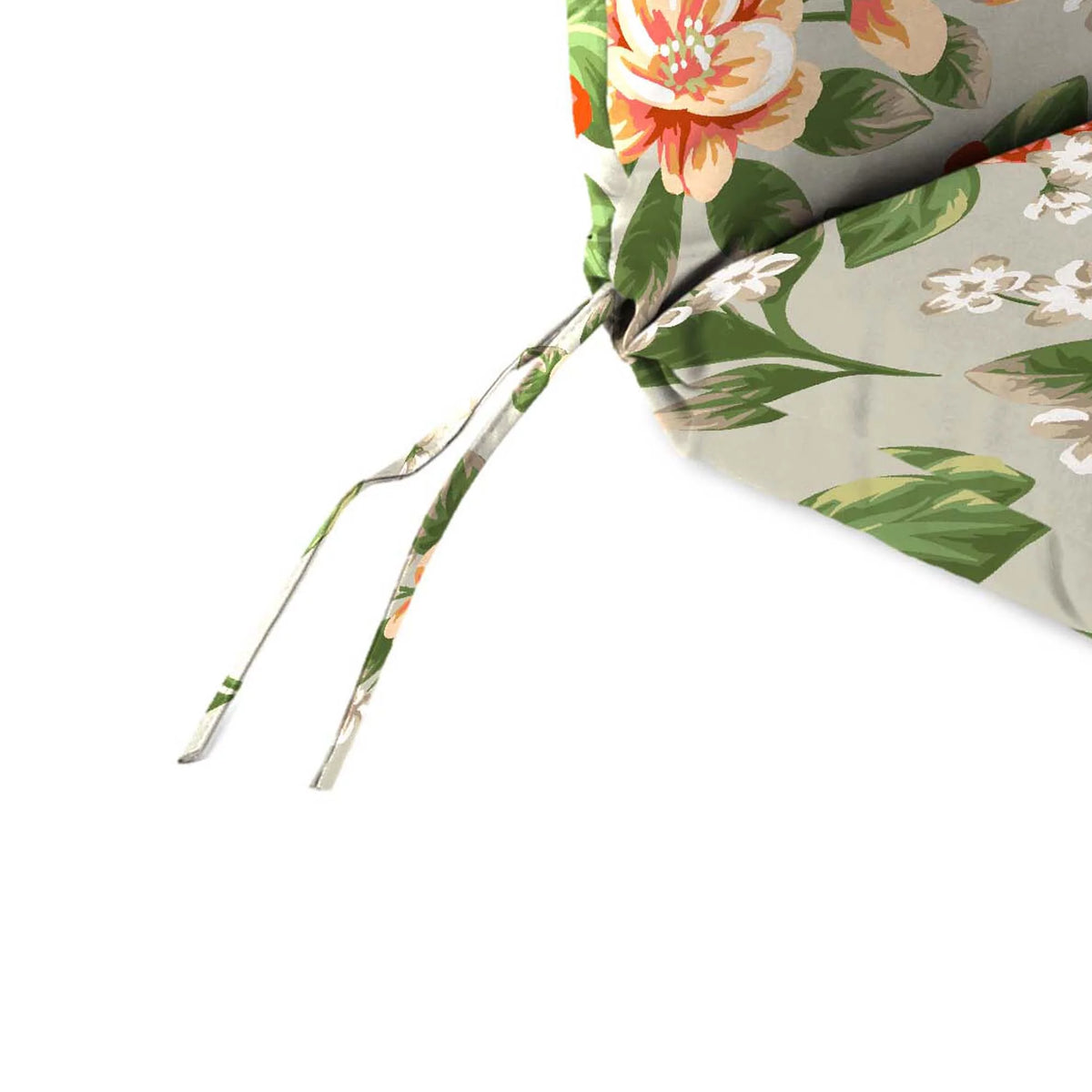 45" x 22" Cedar Grey Floral Rectangular Outdoor Chair Cushion with Ties and Hanger Loop F12319