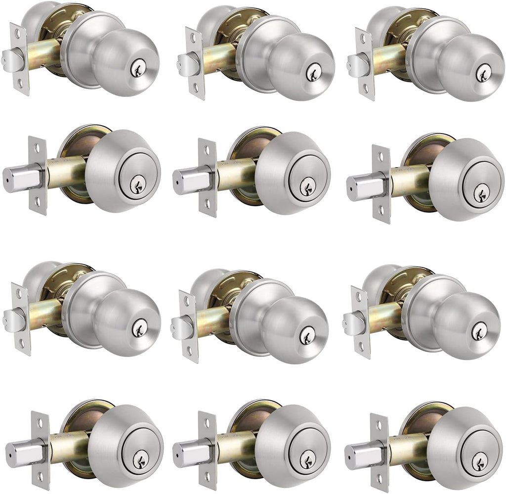Front Door Handleset with Single Cylinder Deadbolt in Satin Nickel Finish O258493