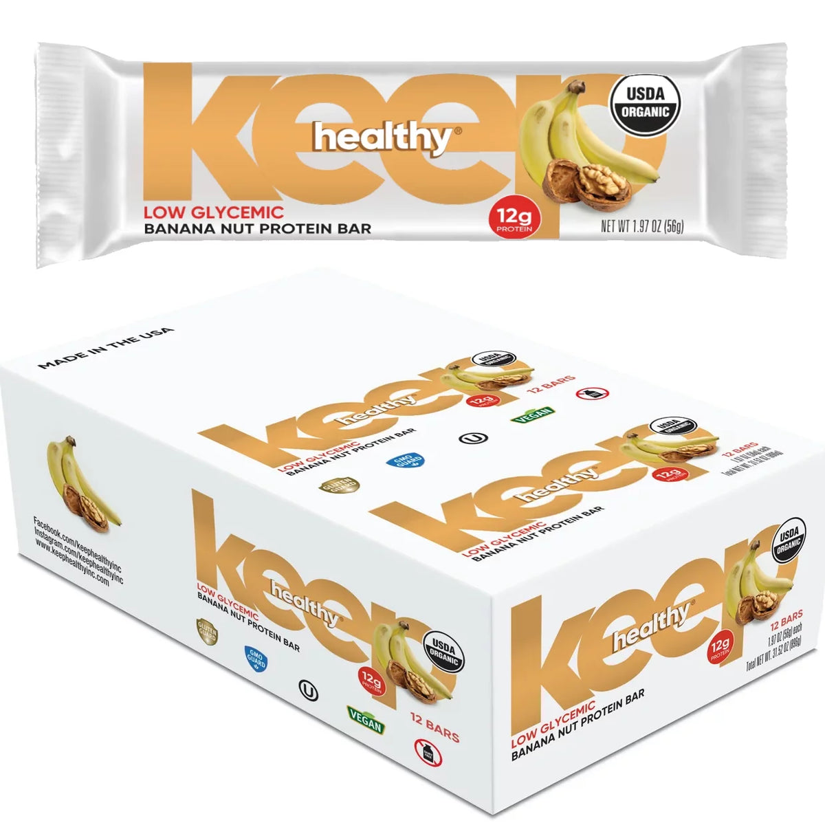 Organic Low Glycemic Banana Nut Protein Bar Box T8807
