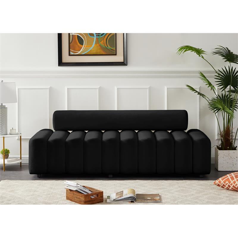 Black Velvet Upholstered Sofa Z10388