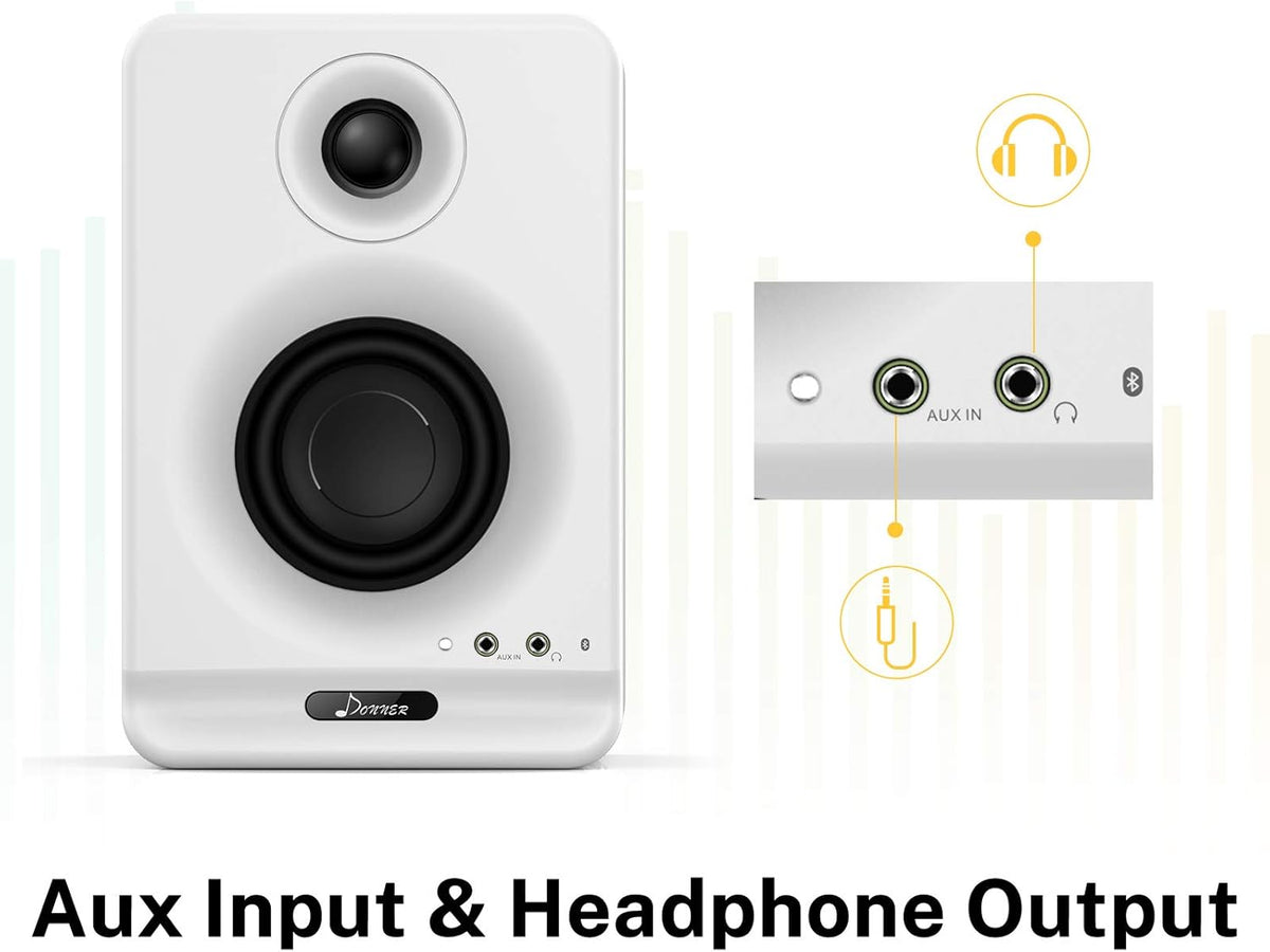 White 3" Bluetooth Studio Monitor Speakers 2-Pack with Isolation Pads N6507