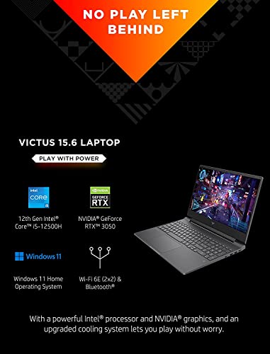 15.6'' FHD Gaming Laptop, Intel Core i5-12500H, 12GB RAM, 512GB SSD, NVIDIA GeForce RTX 3050, Black H594226