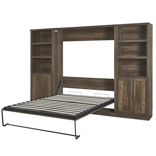 Queen Wooden Murphy Bed, Folding Wall Bed H6994