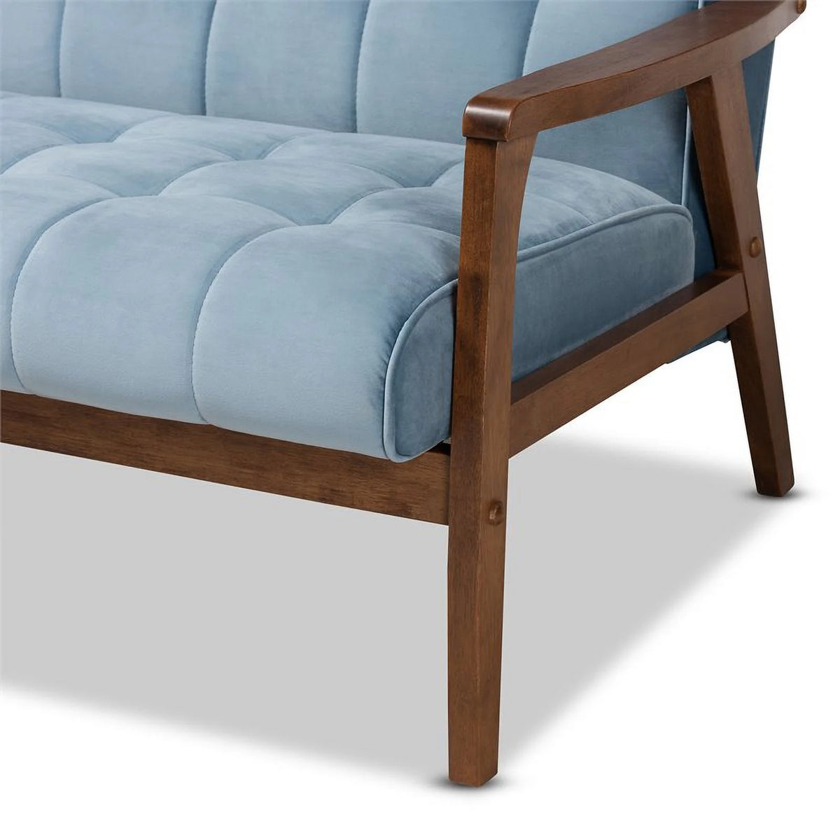 Light Blue Velvet Upholstered Wood 3-Piece Living Room Set O98288
