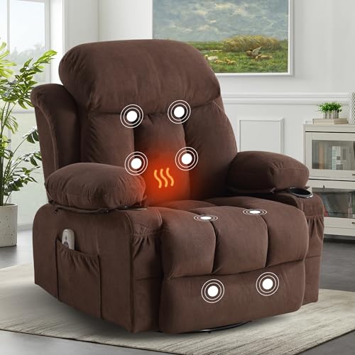 Grey Swivel Rocker Recliner Chair with Heat and Massage Z98918