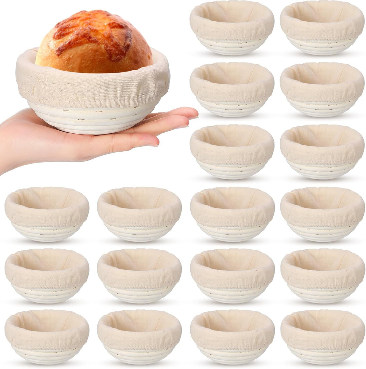 20 Pcs Bread Proofing Basket Set with Linen Liner F896771