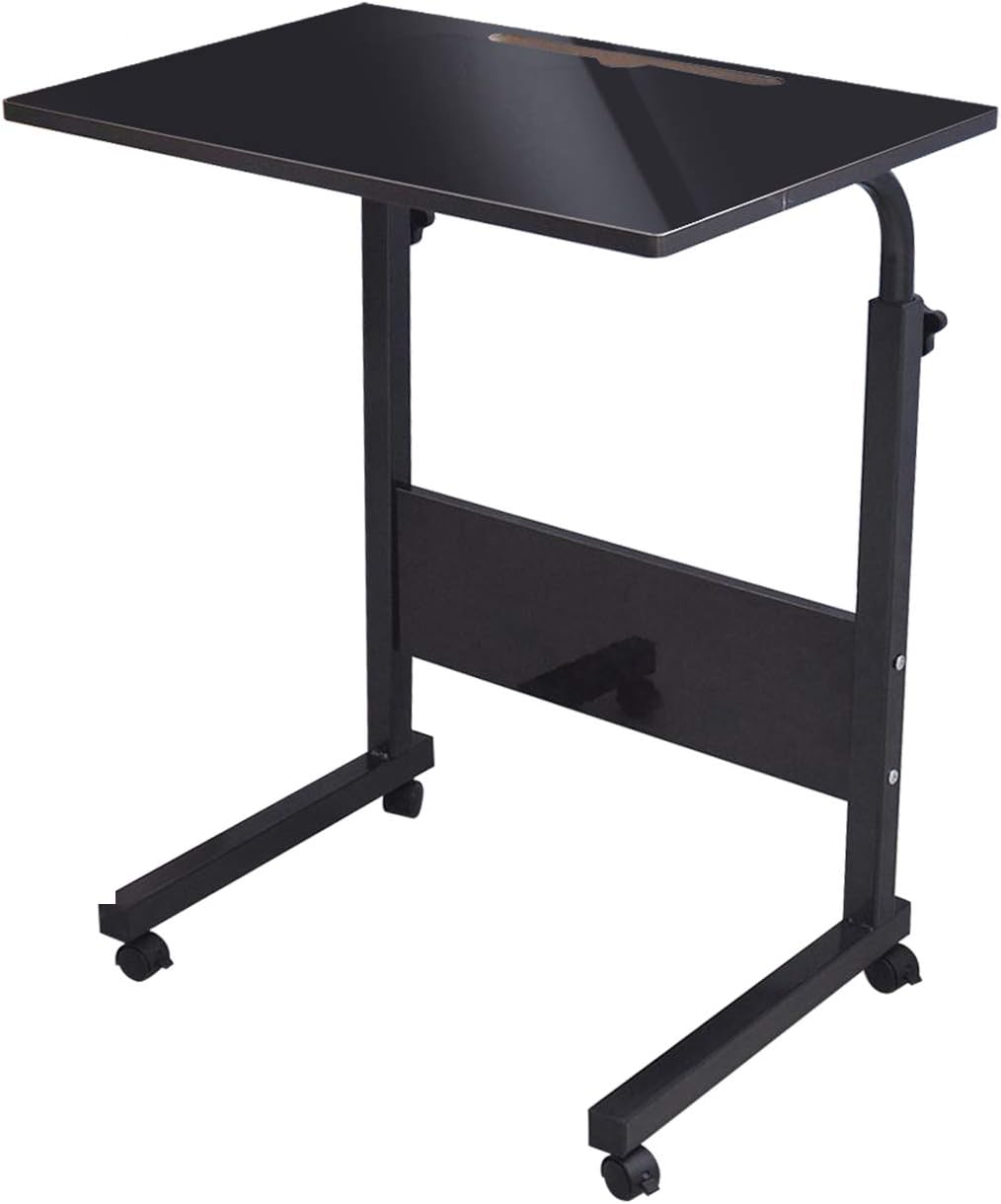 Height Adjustable Rolling Side Table with Wheels, Black N743472