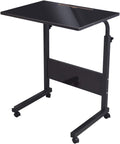 Height Adjustable Rolling Side Table with Wheels, Black N743472