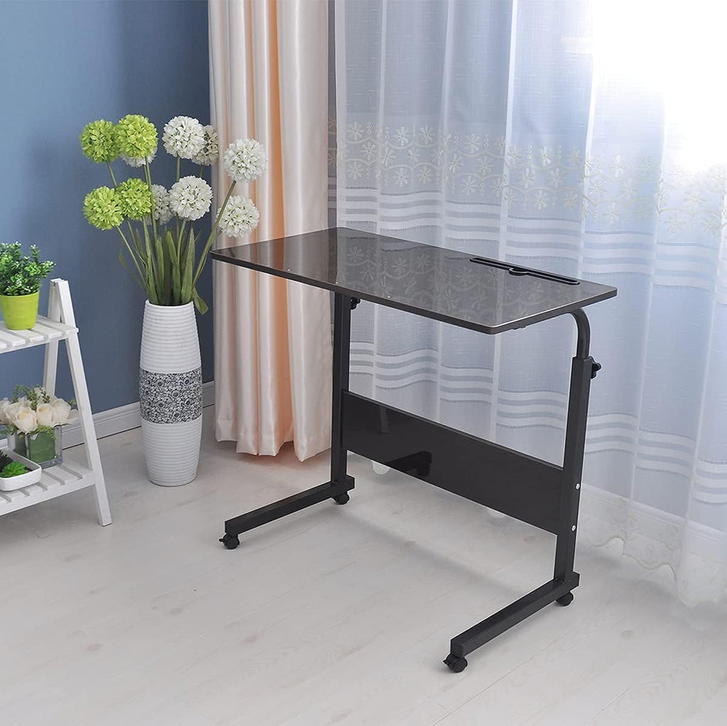 Height Adjustable Rolling Side Table with Wheels, Black N743472