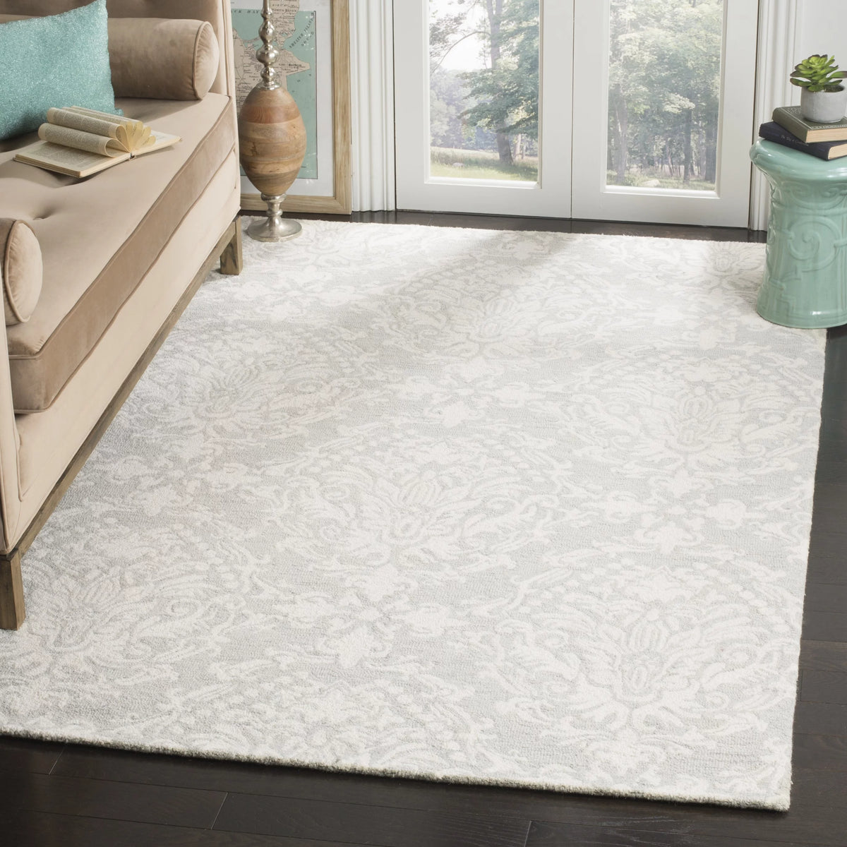 Sage Ivory Damask Area Rug 10' x 14' H1882