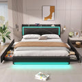 Queen Size Upholstered Platform Bed with 4 Storage Drawers R948389
