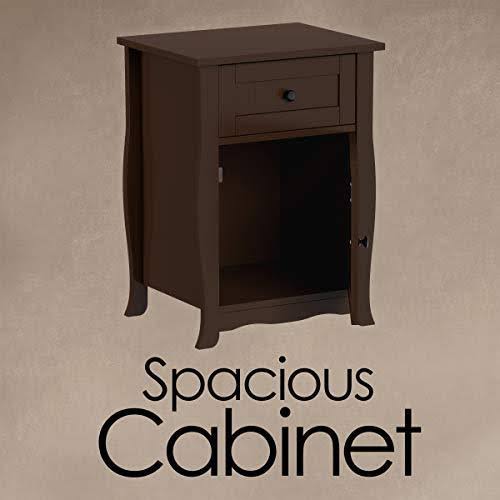 Dark Brown Accent Table with Storage Drawer and Cabinet F9462