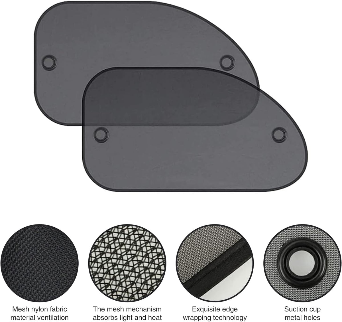2 PCS 25.59" x 14.96" Black Breathable Mesh Car Window Sun Shade G383