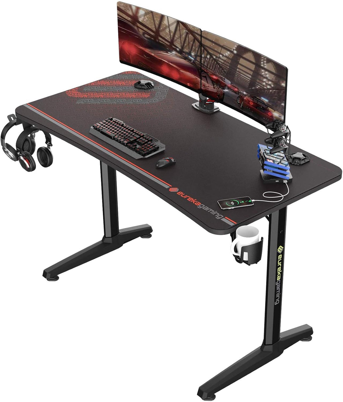 Black 60 Inch Gaming Desk C4861
