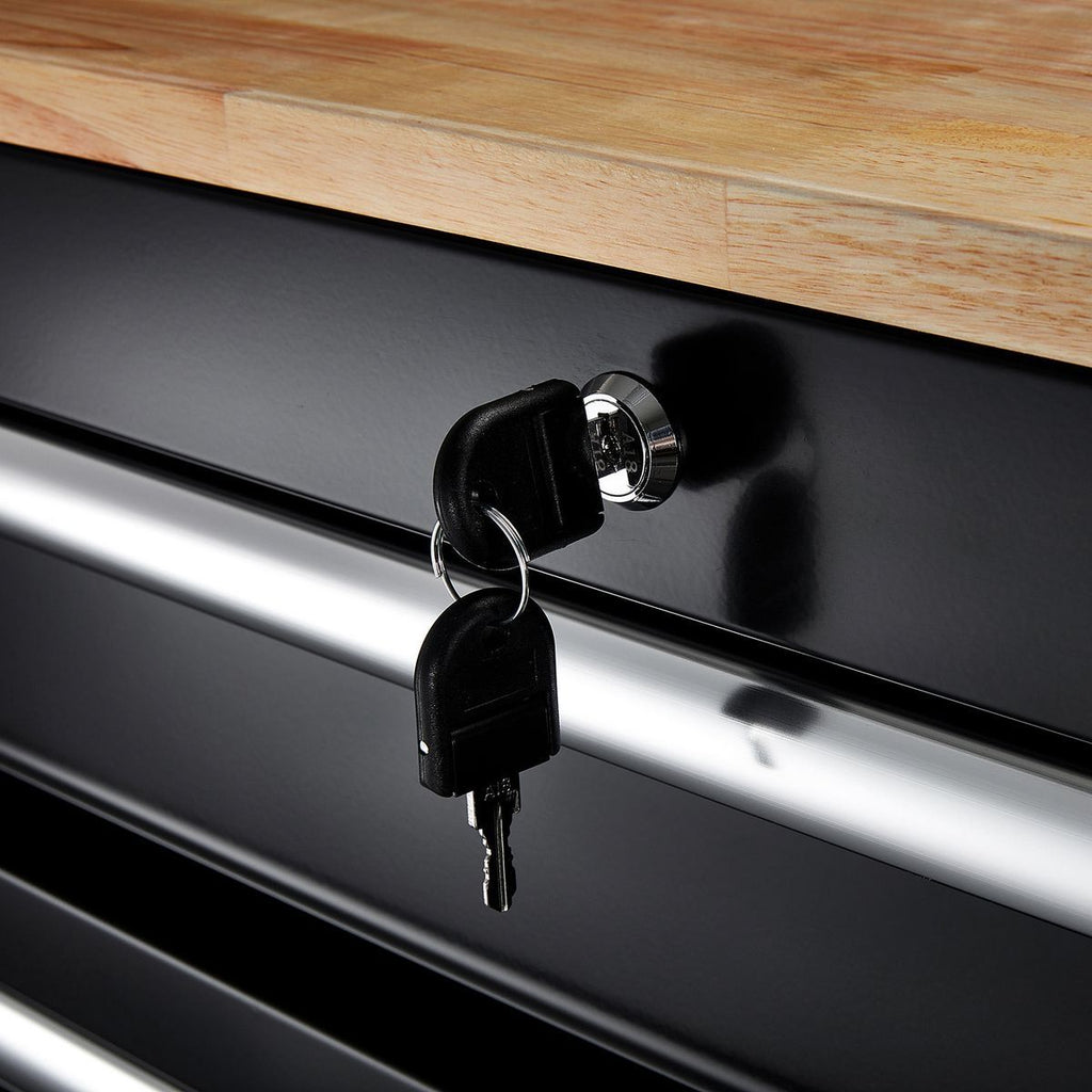 Black 9-Drawer Mobile Storage Cabinet with Solid Wood Top Q37203