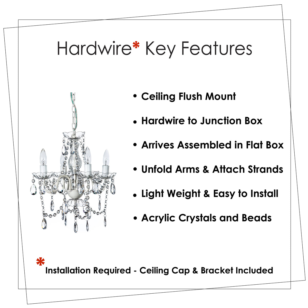 Clear 4 Light Acrylic Crystal Chandelier C177820