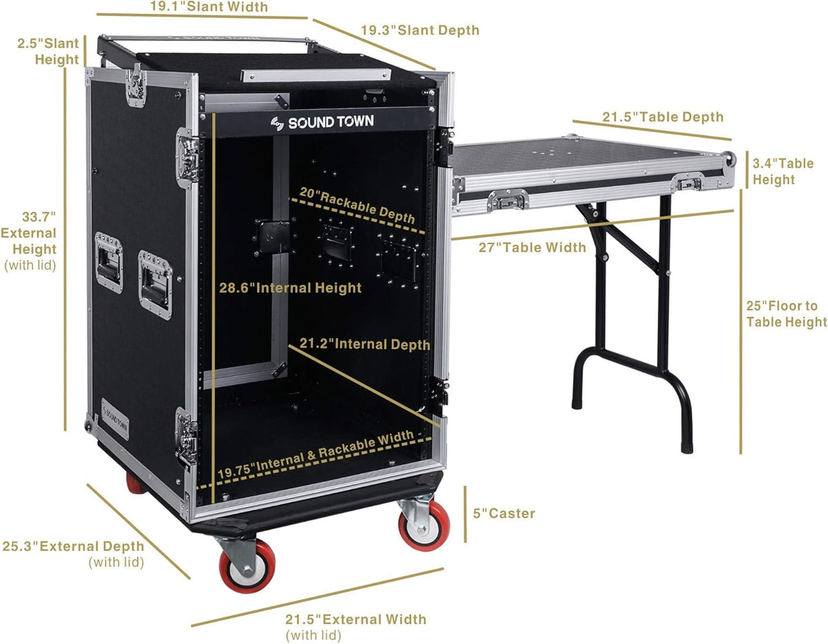 16U PA DJ Rack Road Case with 11U Slant Mixer Top X820