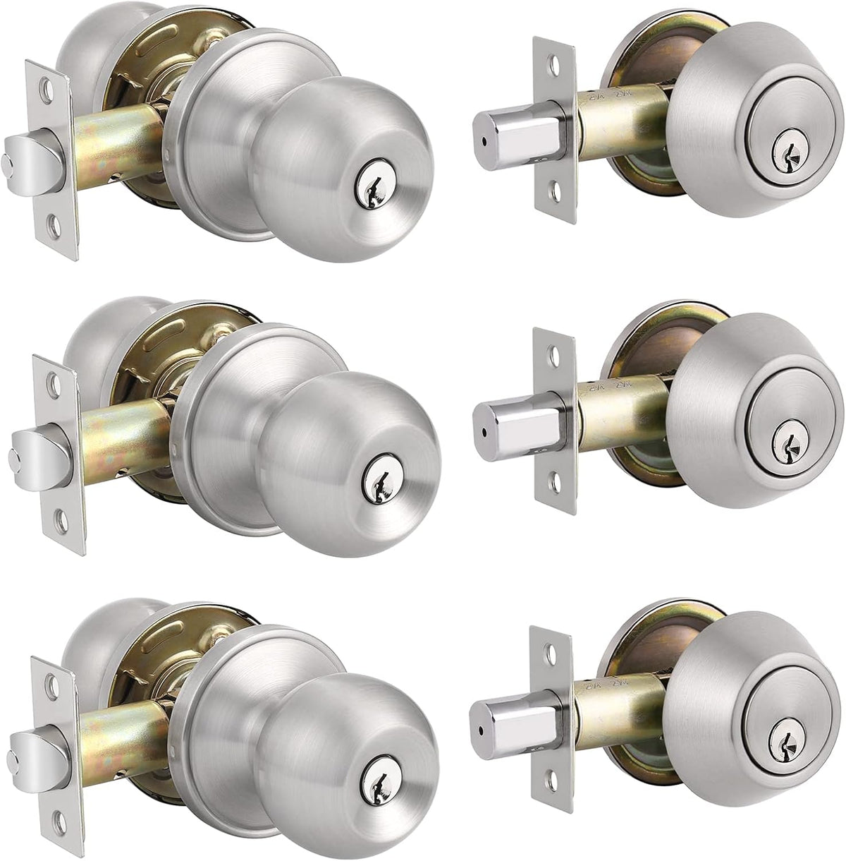 Front Door Handleset with Single Cylinder Deadbolt in Satin Nickel Finish O258493