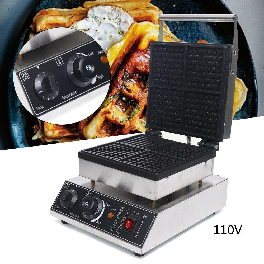 1750W 4Pcs Nonstick Square Stainless Steel Electric Waffle Maker B98941