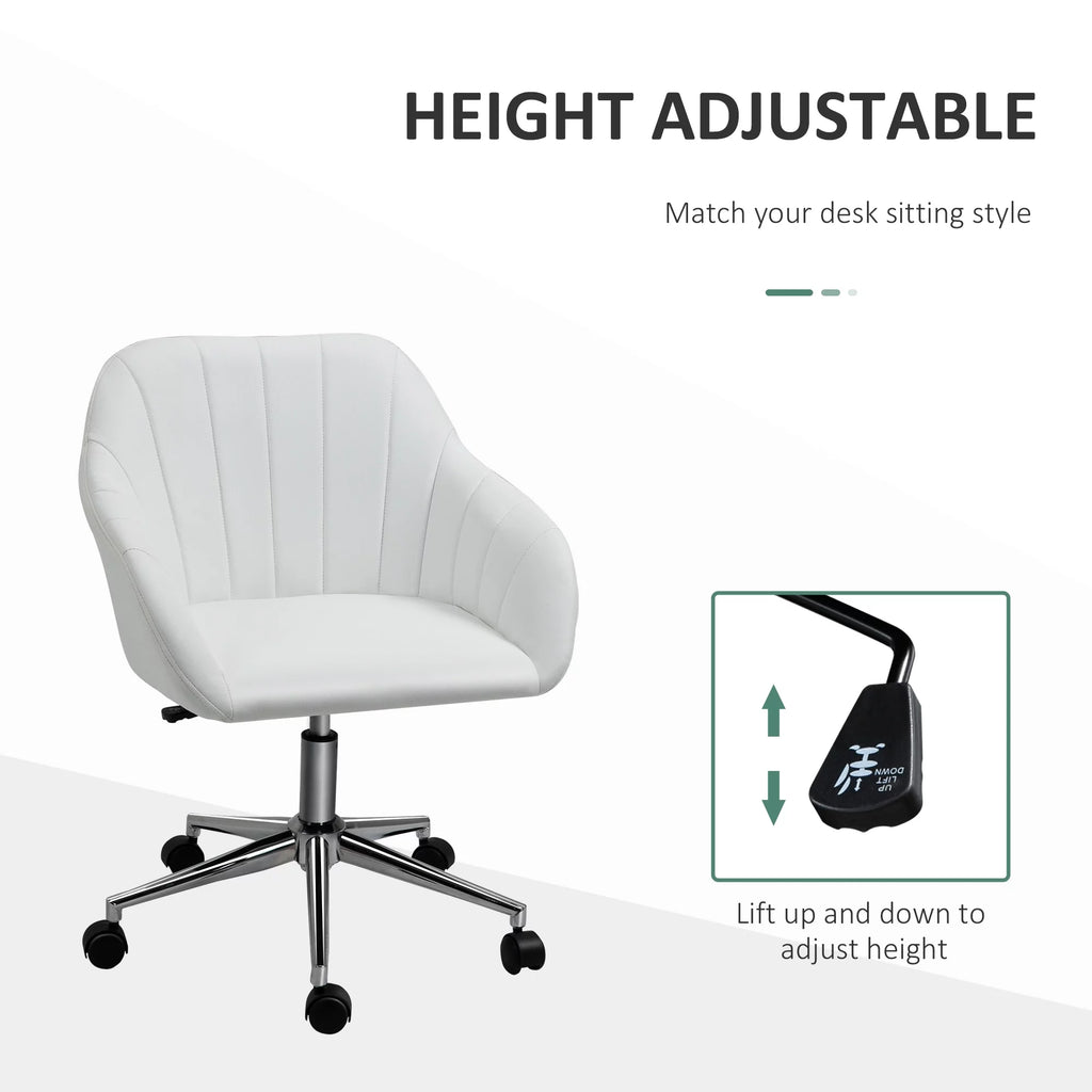 White Steel Task Chair with Swivel and Adjustable Height E23601