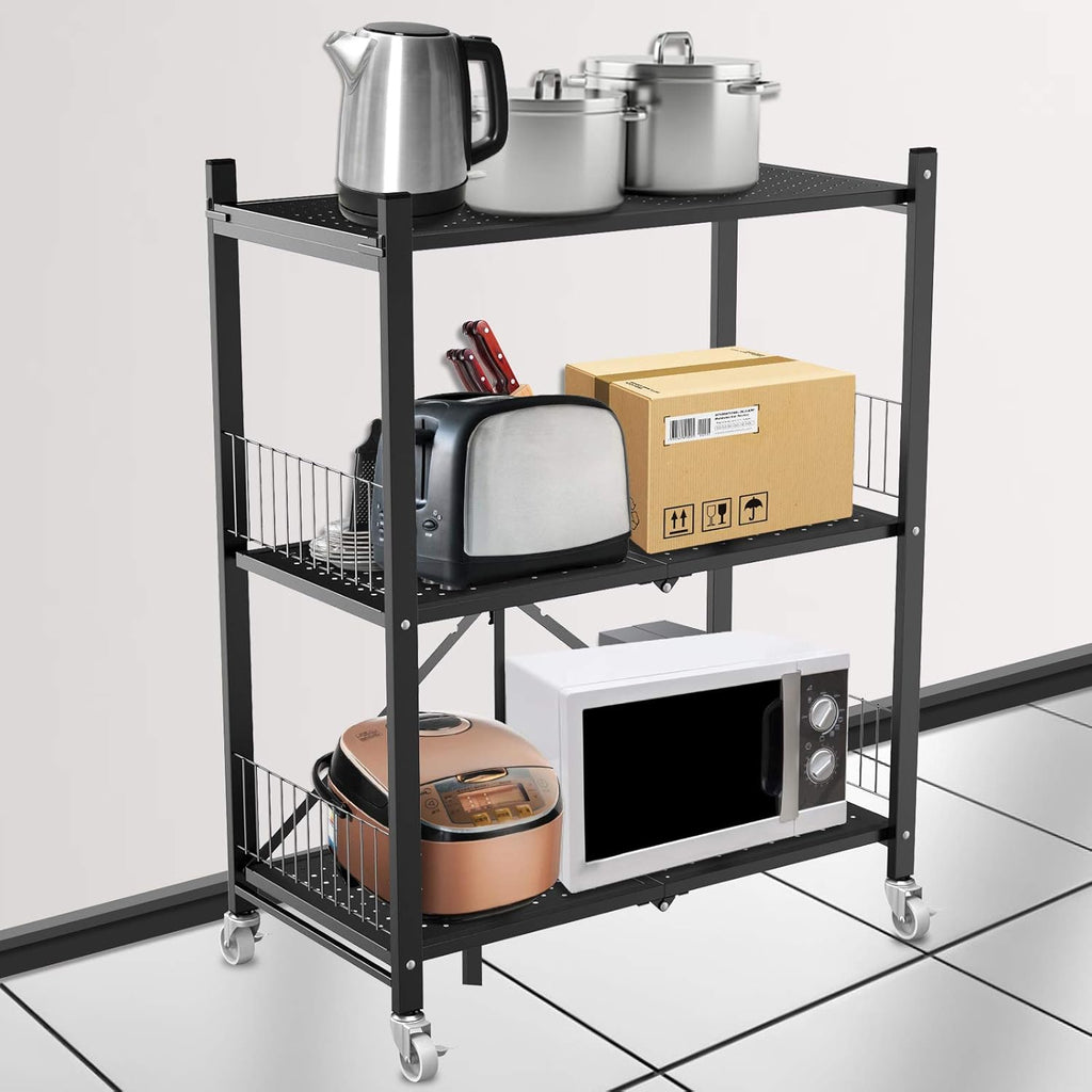 3 Shelf Steel Shelving Unit with Wheels C690594