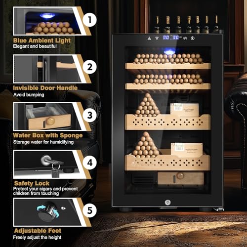 Electric Cooler Cabinet 35L with Temperature and Humidity Control, Spanish Cedar Wood Shelves and Safety Lock R52914