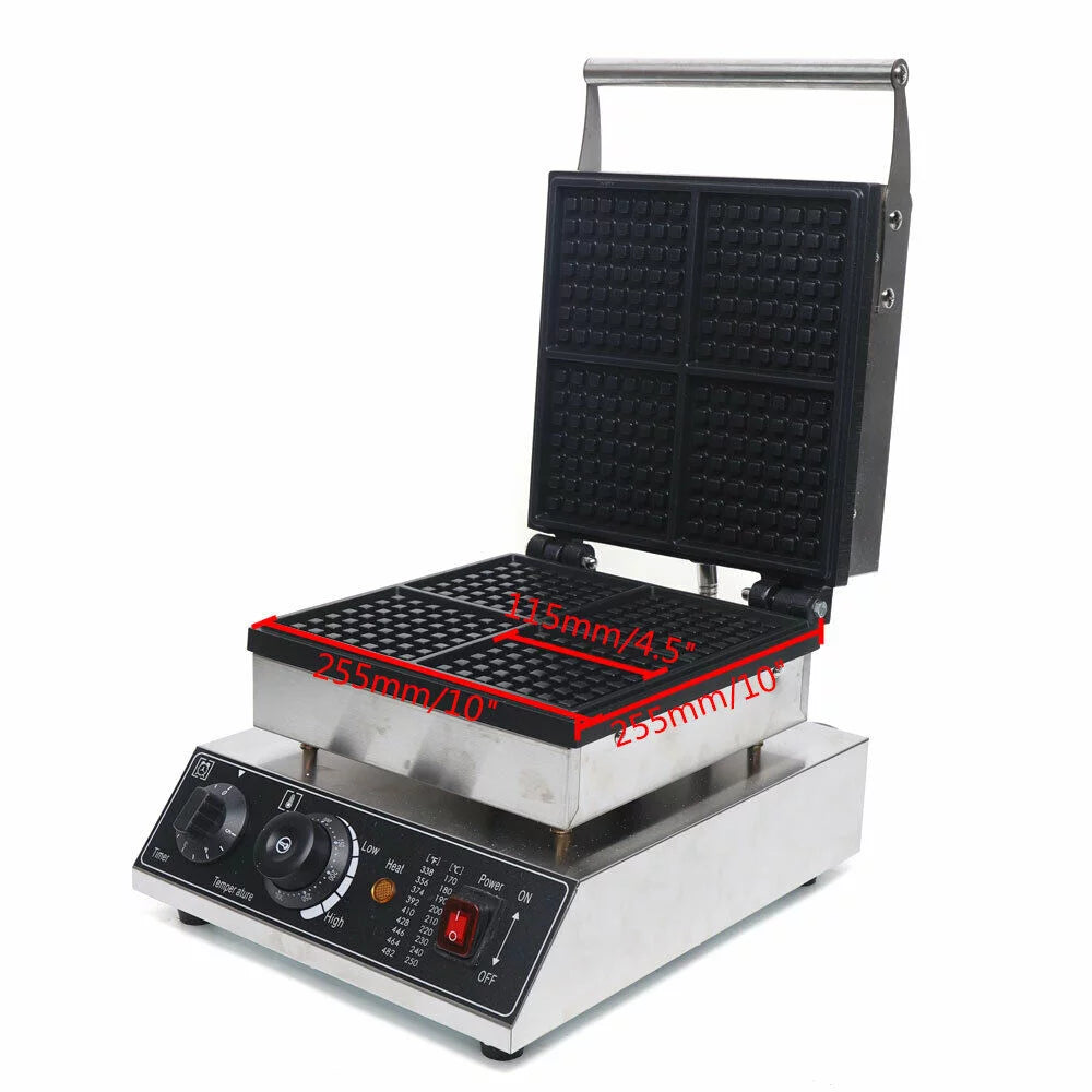 1750W 4Pcs Nonstick Square Stainless Steel Electric Waffle Maker B98941