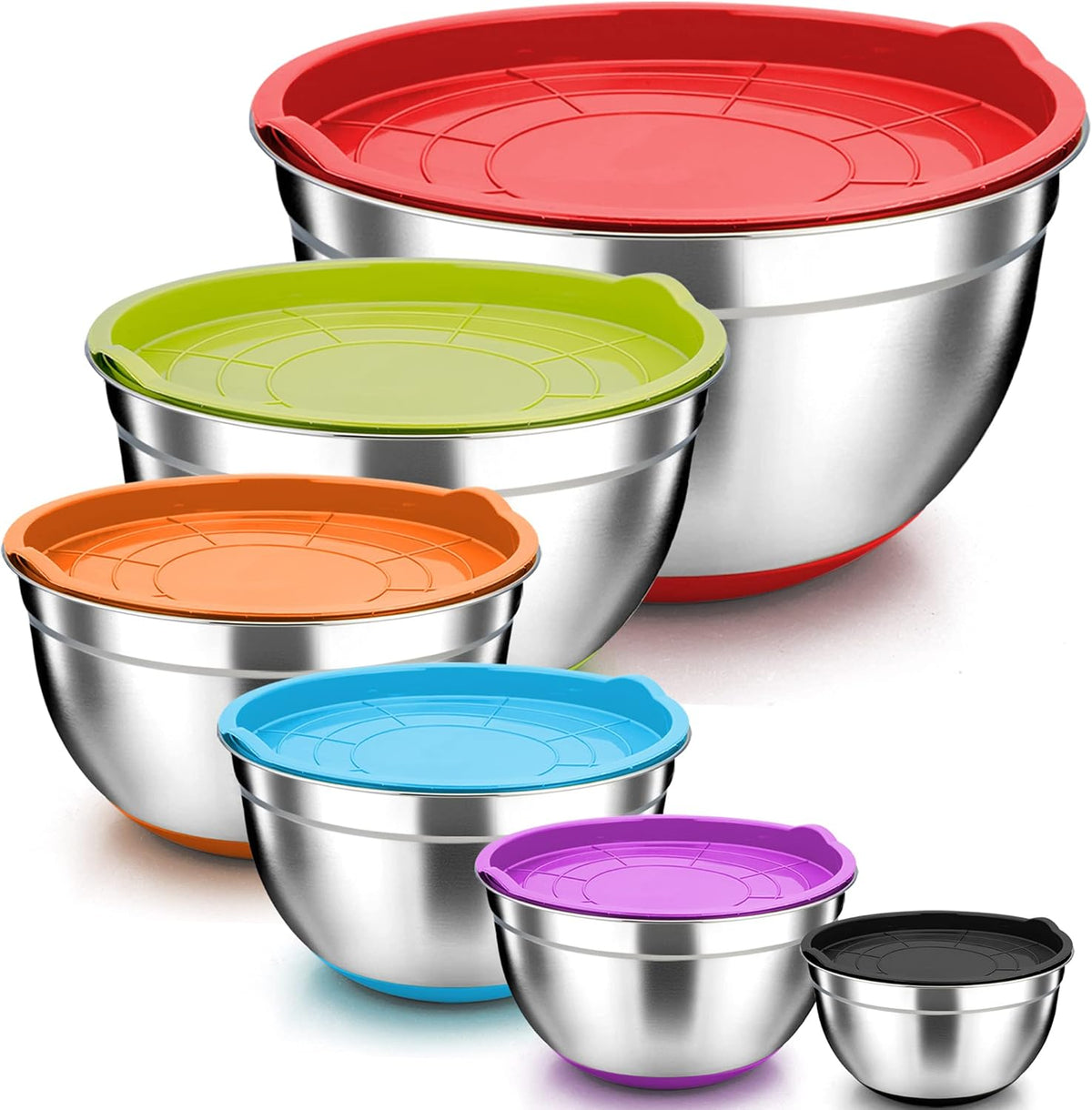 Stainless Steel Mixing Bowls with Lids, Set of 6 L892