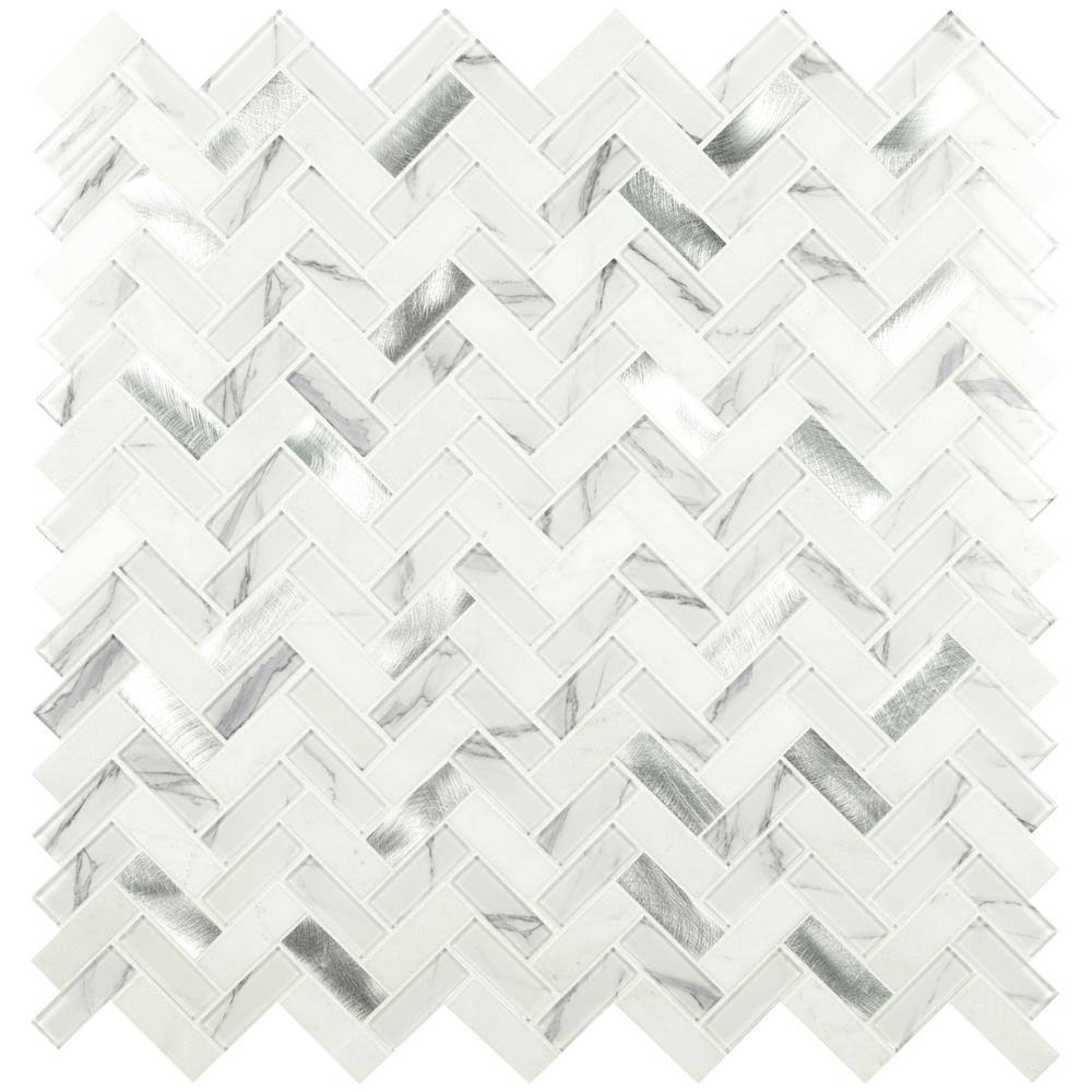 12 in. x 12 in. Textured Mixed Glass Mosaic Tile R8263