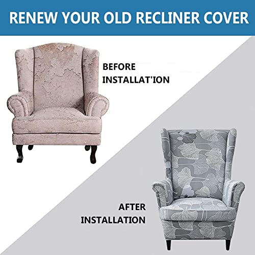 2 Pieces Stretch Spandex Wingback Chair Slipcovers B29953