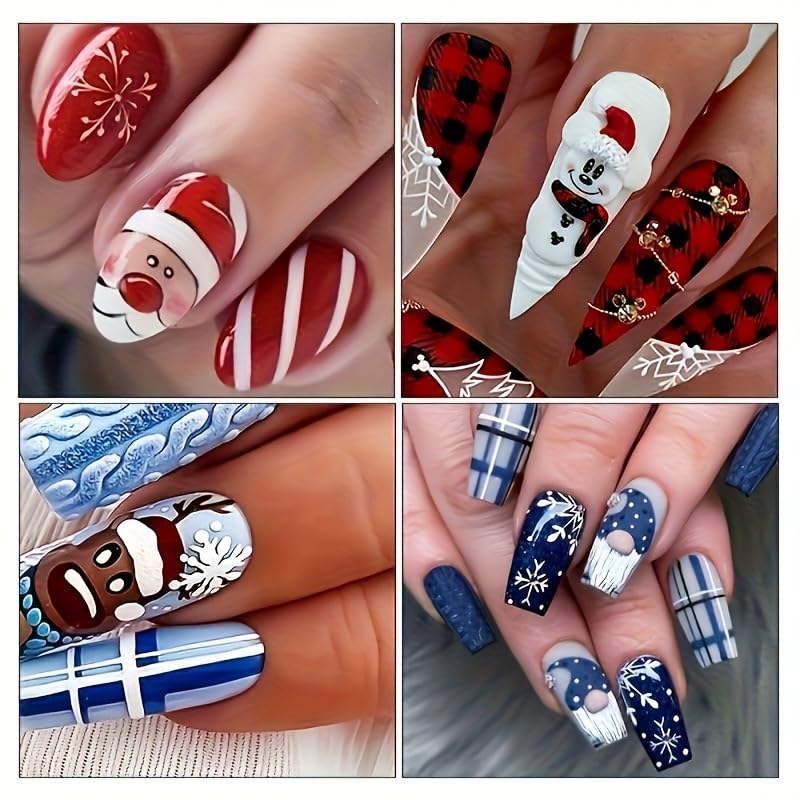 16 Sheets 7 Holiday Nail Art Stickers, Variety Pack All Season Nail Decals with Tweezers, 3D Self-Adhesive Nail Decoration S378920