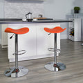 Orange Vinyl Adjustable Height Barstool with Chrome Base V76401