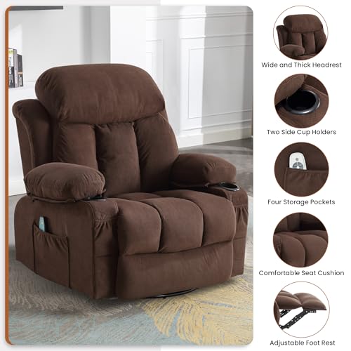 Grey Swivel Rocker Recliner Chair with Heat and Massage Z98918
