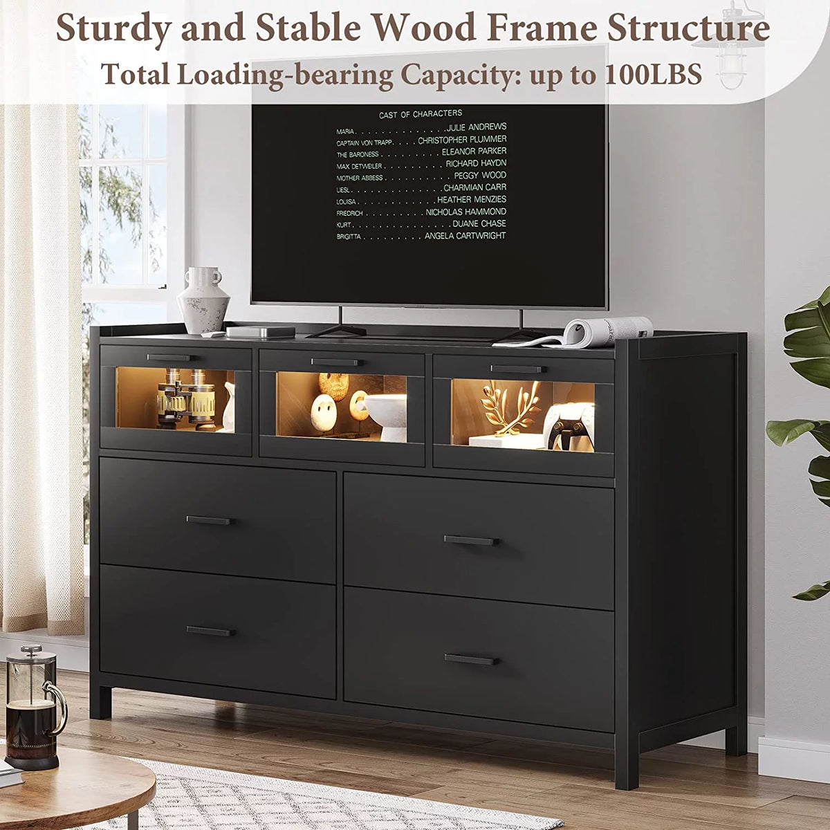 White 7 Drawer Wooden Dresser N605