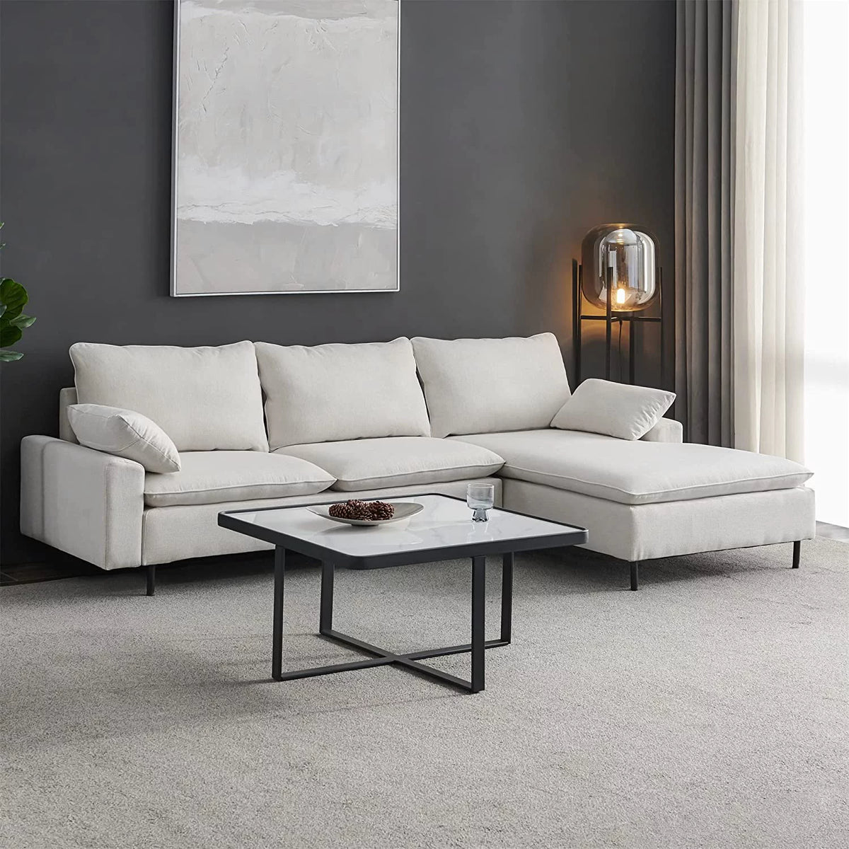 31.5 Inch Square Coffee Table with Sintered Stone Tabletop A3370
