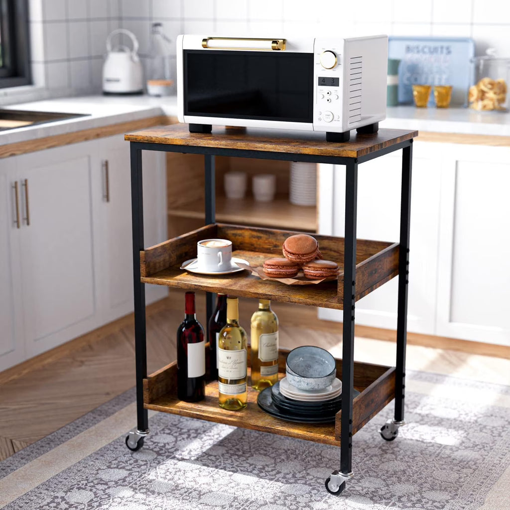 3-Tier Kitchen Utility Storage Cart with Rolling Wheels K53464