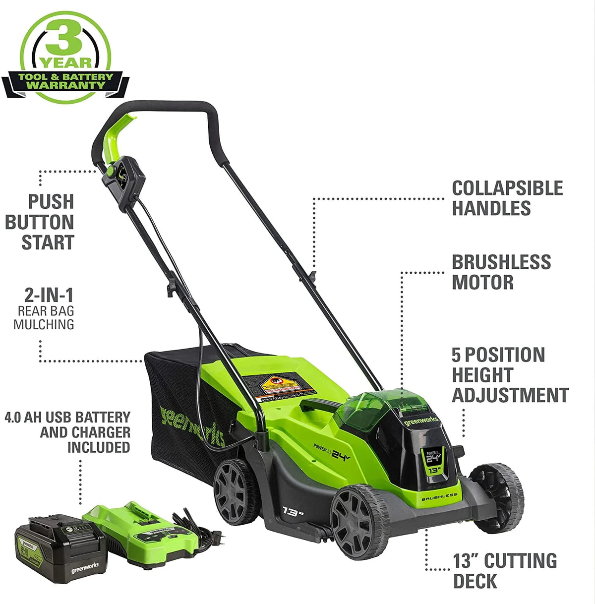 24V 13 Brushless Lawn Mower T874