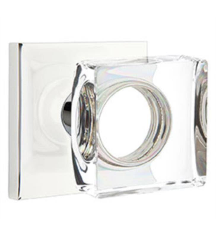 Flat Black Passage Set with Square Rosette and Round Knob F71424