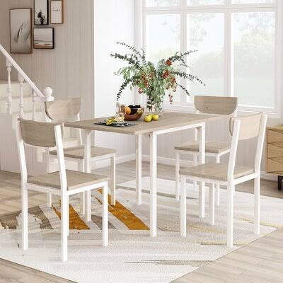 Beige 5 Piece Drop Leaf Dining Set U606006