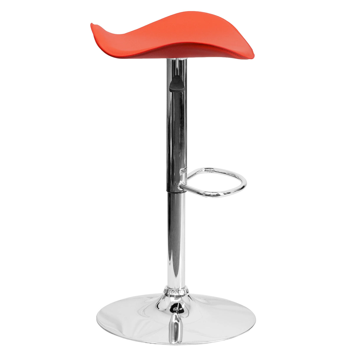 Orange Vinyl Adjustable Height Barstool with Chrome Base V76401