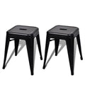 2 Pcs Stackable Metal Black Stools Y6053