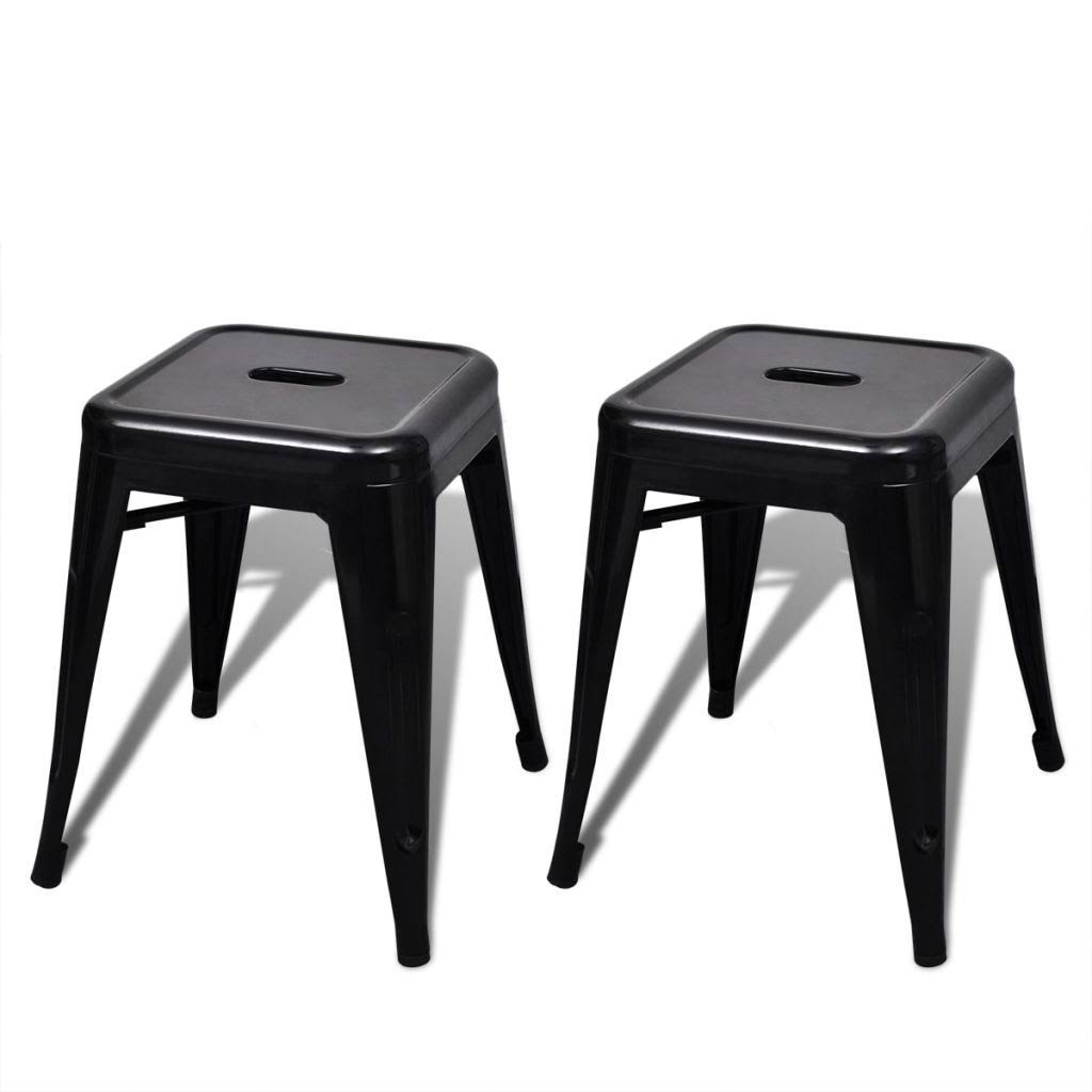 2 Pcs Stackable Metal Black Stools Y6053