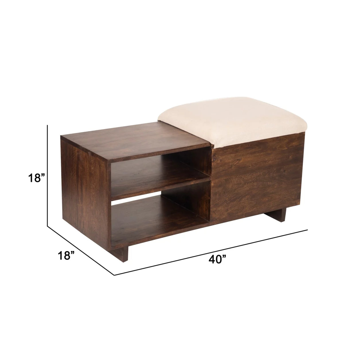 Brown Wood Storage Bench J4614