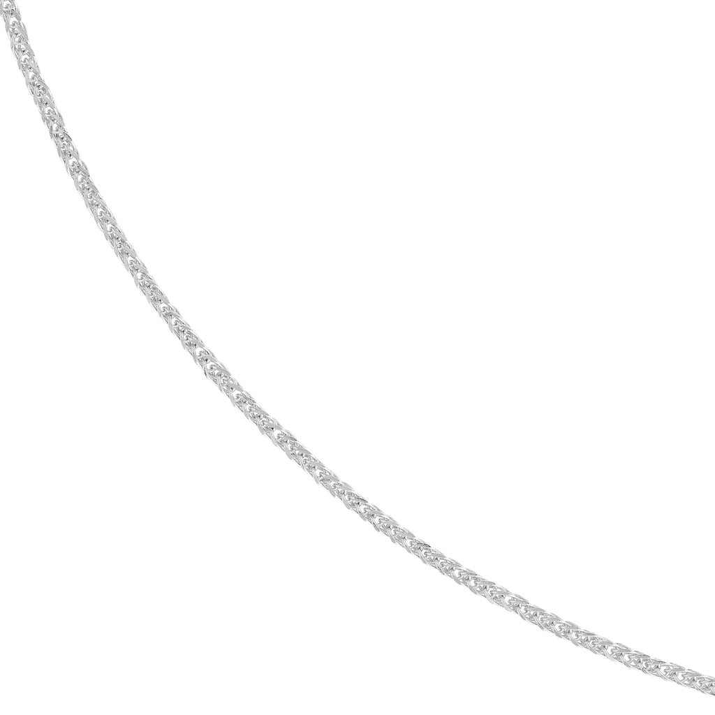 14K White Gold 18" 1.15mm Adjustable Square Wheat Chain Necklace K83778