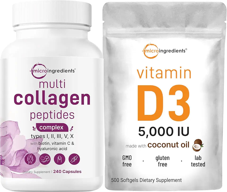Multi Collagen Pills & Vitamin D3 5,000 IU Bundle Pack Z289