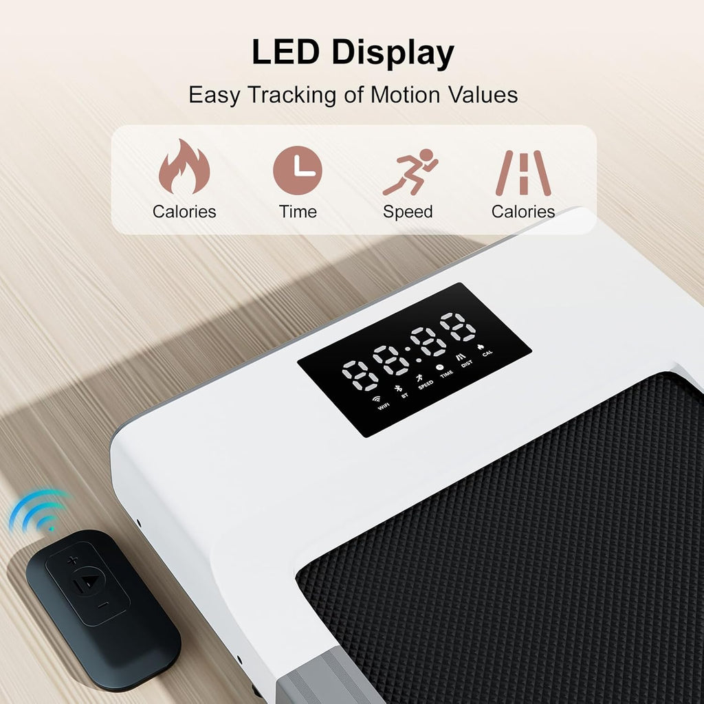 White 45.12" L Under Desk Treadmill with Remote Control LED Display M25022