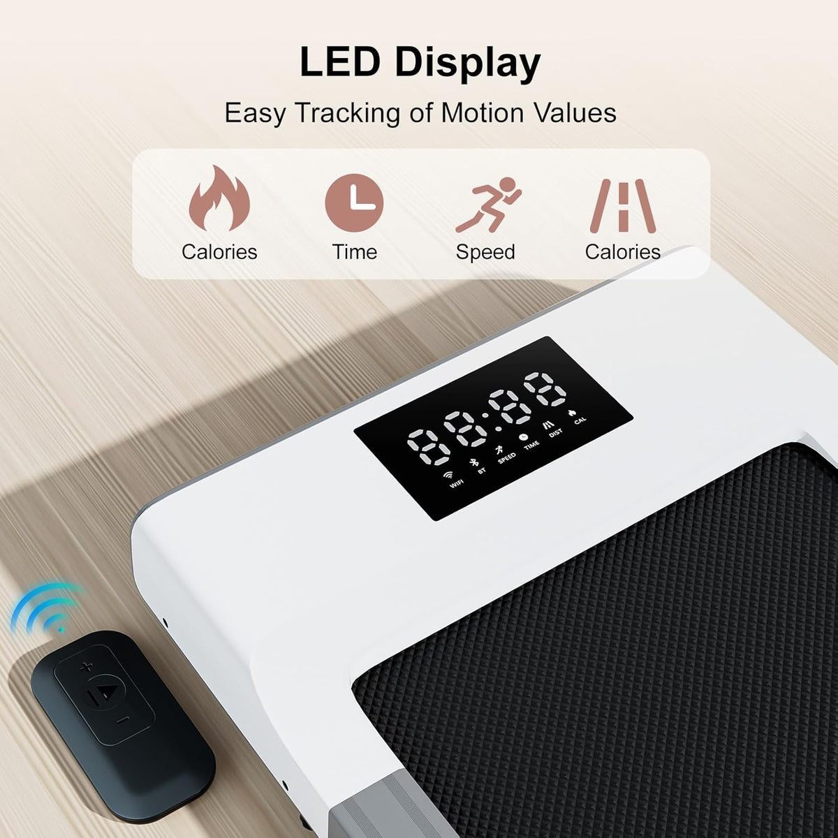 White 45.12" L Under Desk Treadmill with Remote Control LED Display M25022